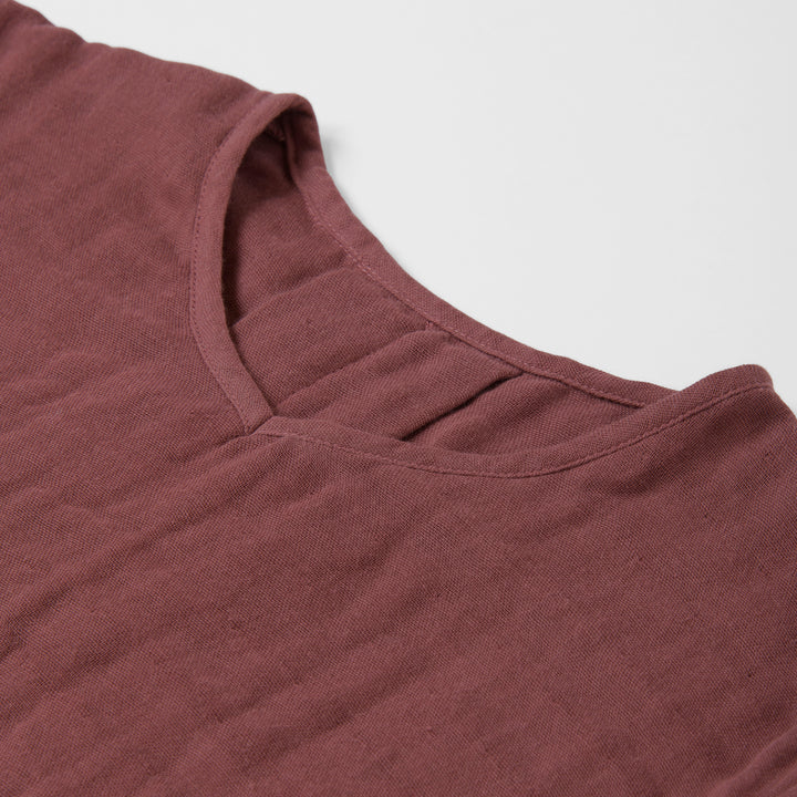 あたたかいAラインワンピース<br>綿ワッシャー<br>ブラウン