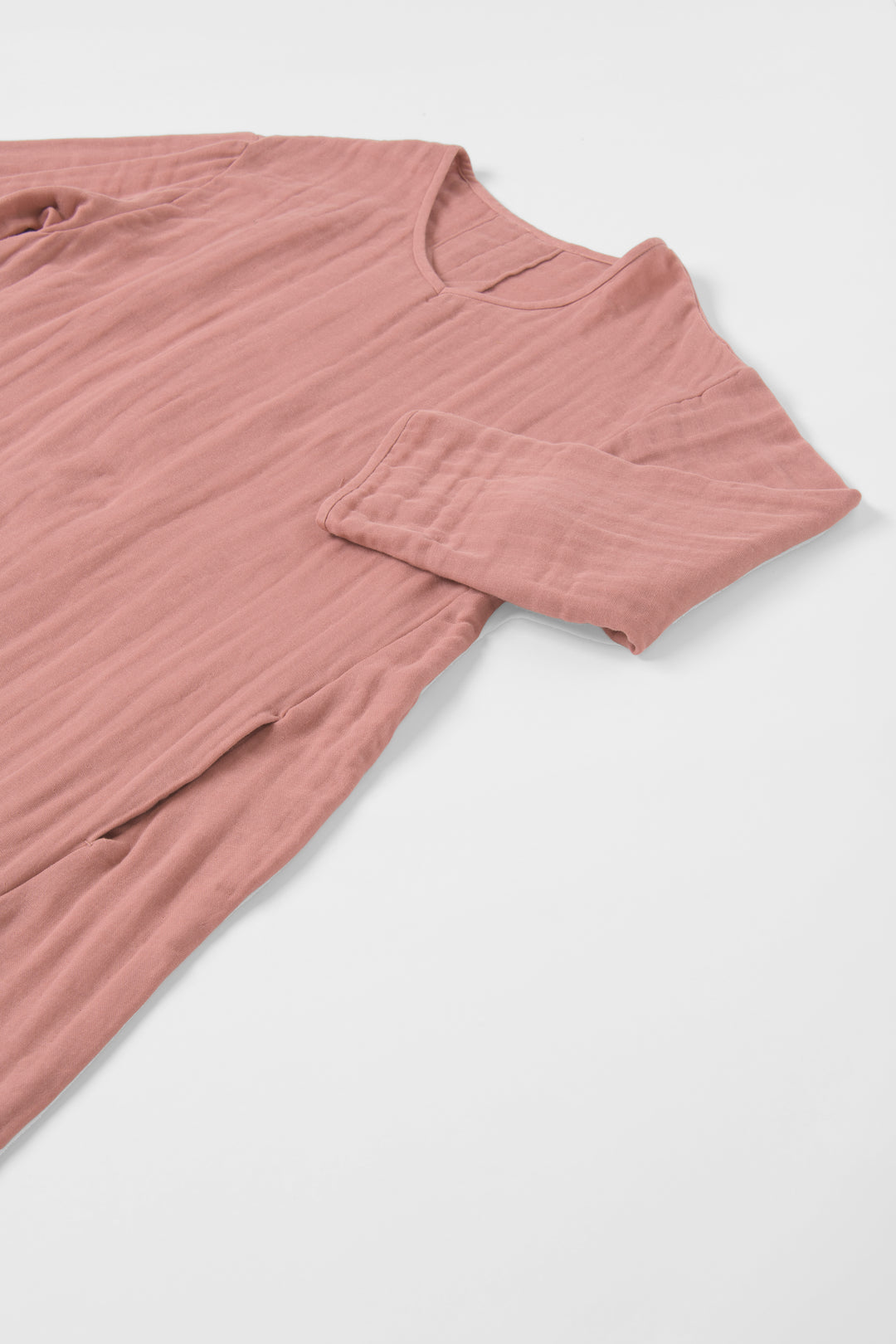 Aラインワンピース<br>綿ワッシャー<br>ピンク