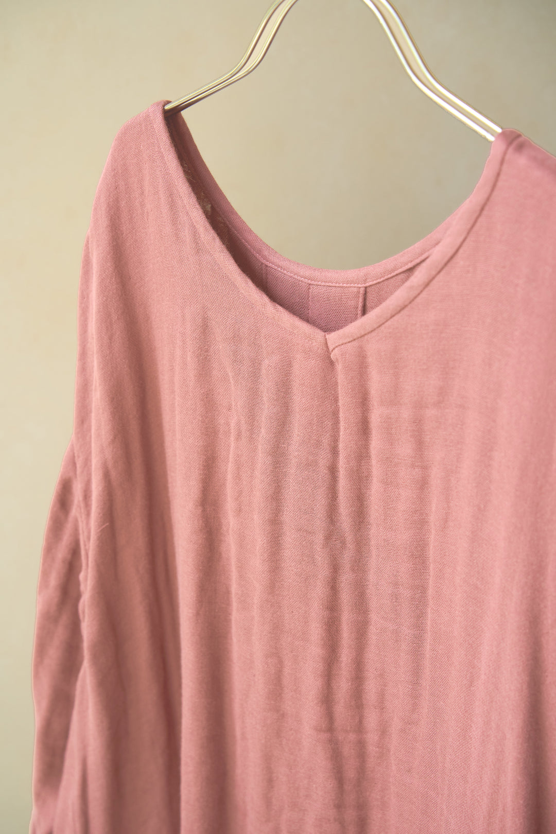 Aラインワンピース<br>綿ワッシャー<br>ピンク