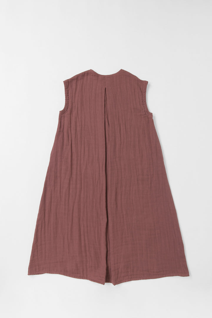 Aラインワンピース<br>綿ワッシャー<br>ブラウン
