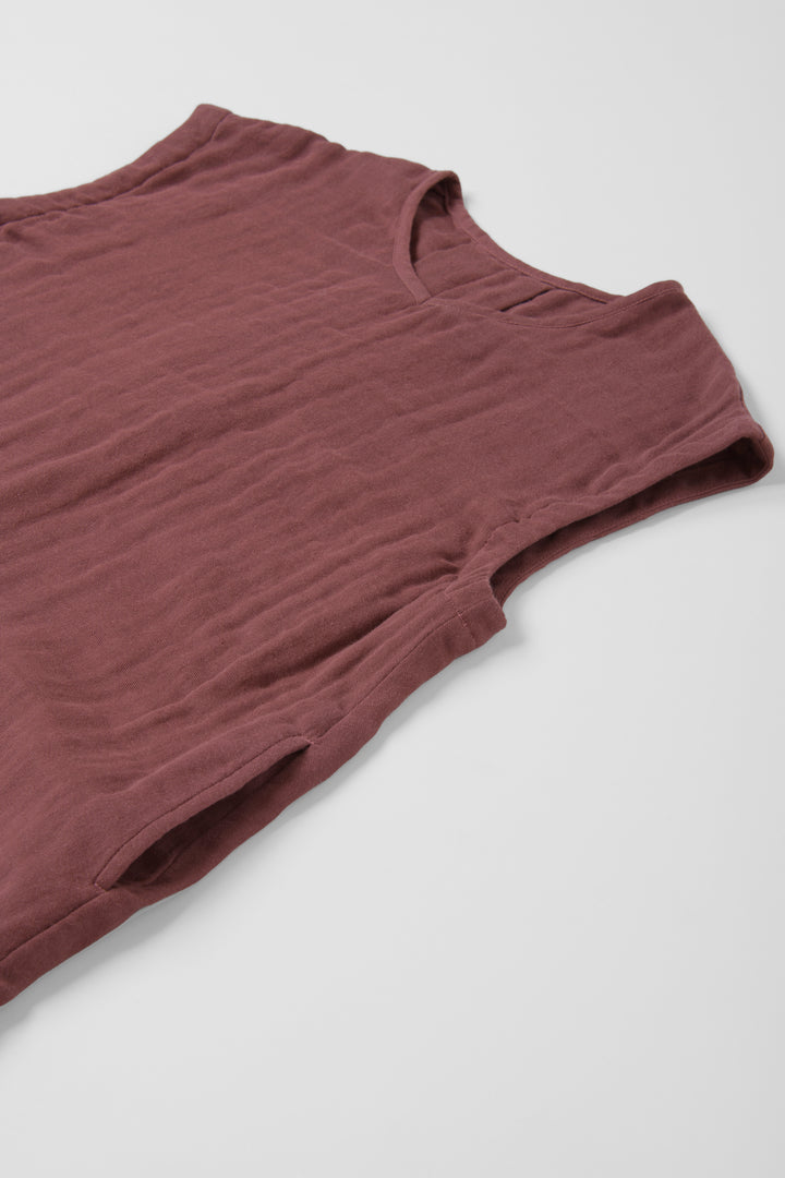 Aラインワンピース<br>綿ワッシャー<br>ブラウン