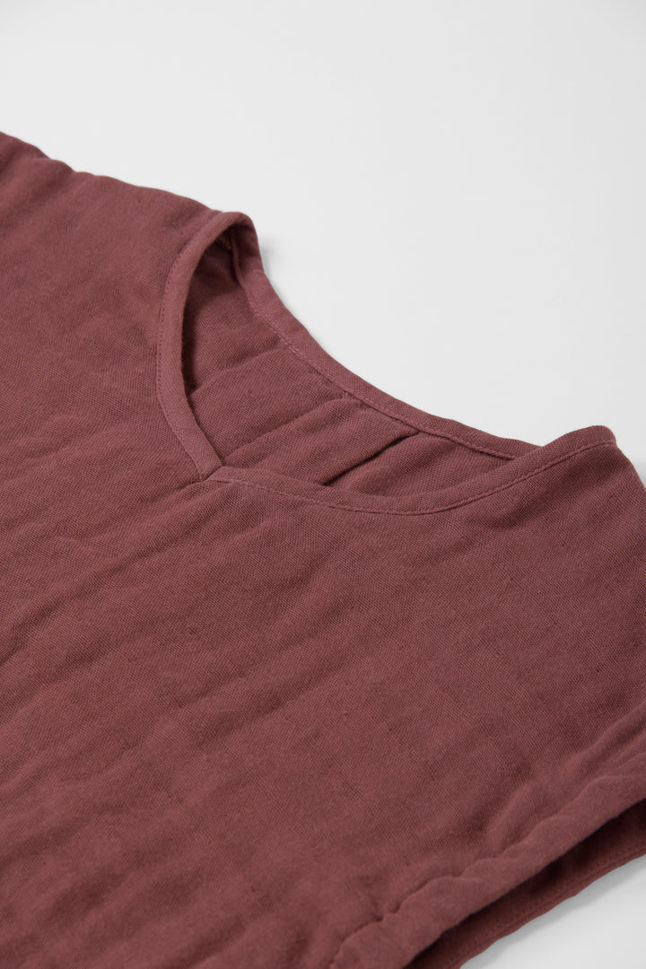 Aラインワンピース<br>綿ワッシャー<br>ブラウン