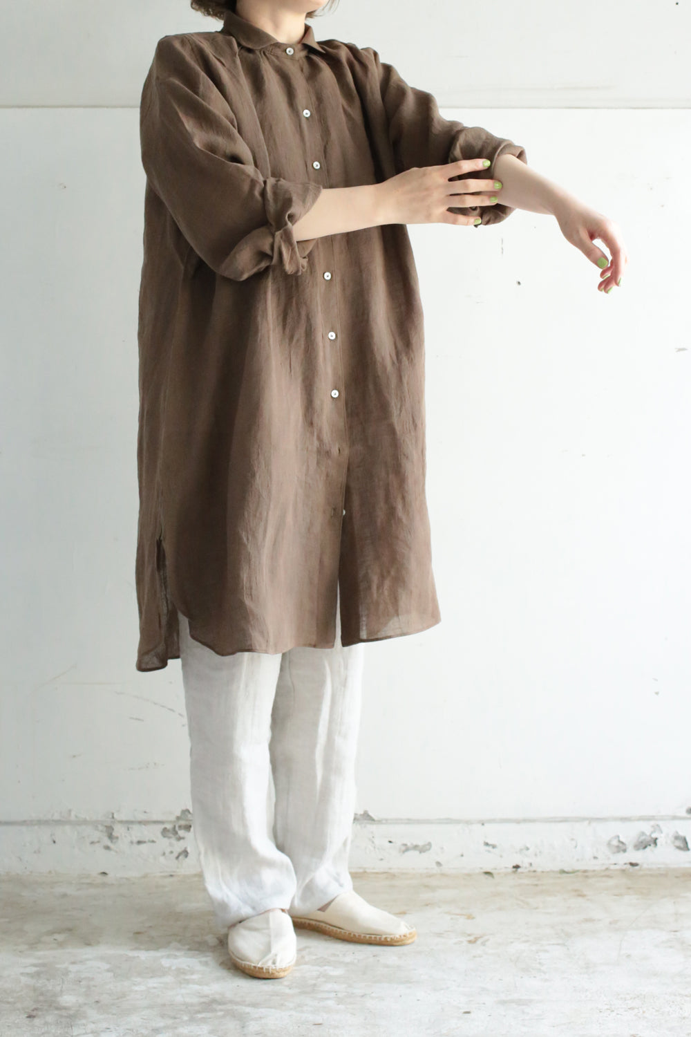 long blouse linen khaki 