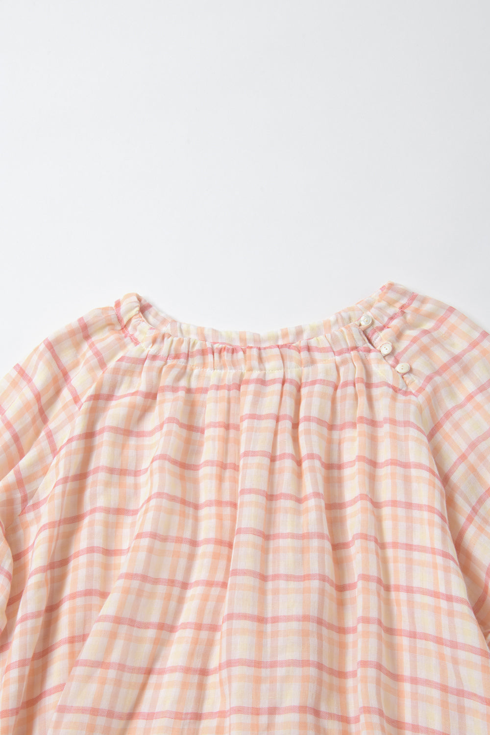 バルーンスリーブスモックワンピース<br>レディス<br>ピンクチェック