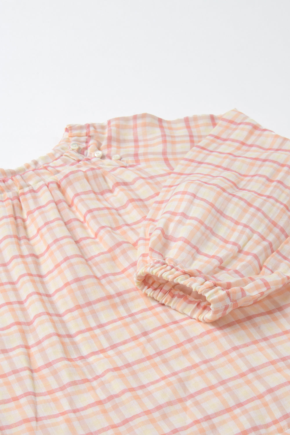 バルーンスリーブスモックワンピース<br>レディス<br>ピンクチェック