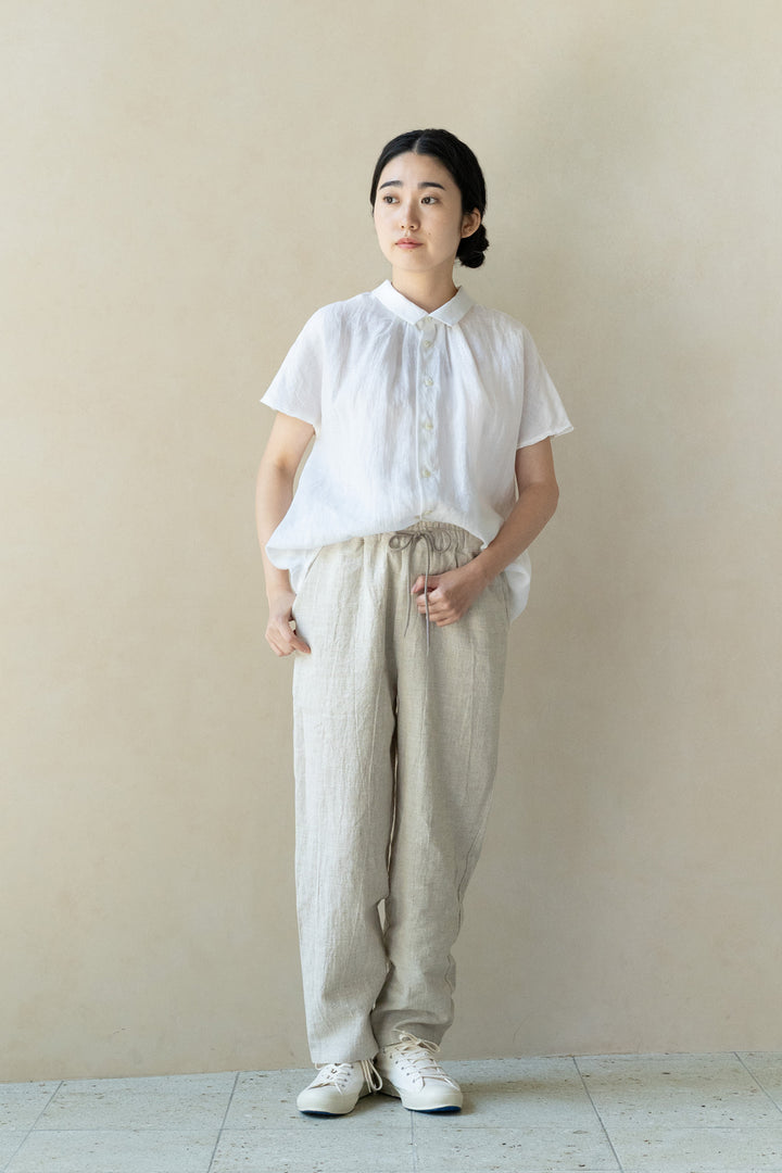 tapered pants cotton linen<br> AS5120B740<br> dark blue 