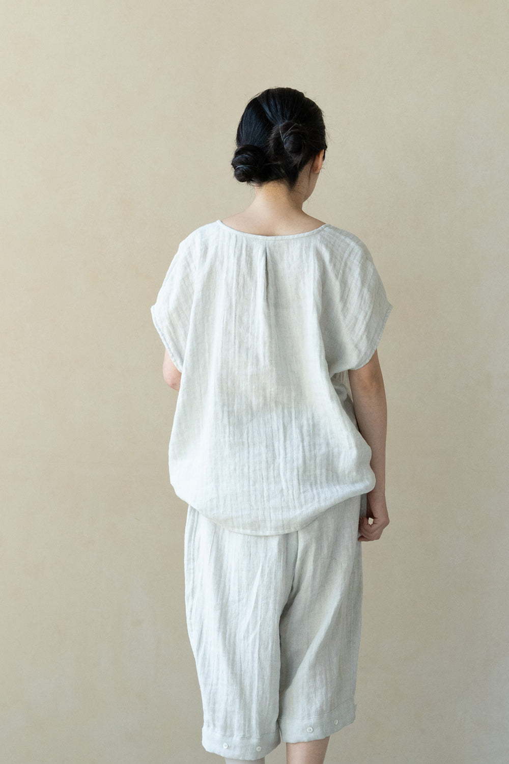 Short pants cotton linen khaki 