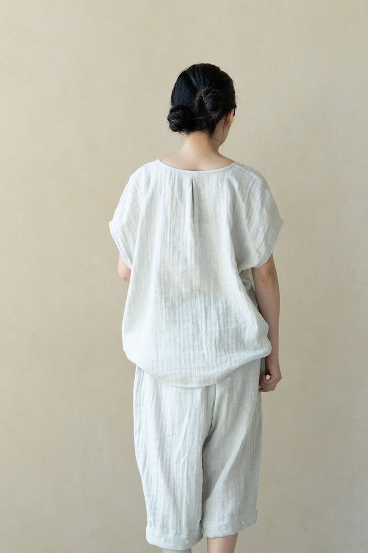 Short pants cotton linen khaki 