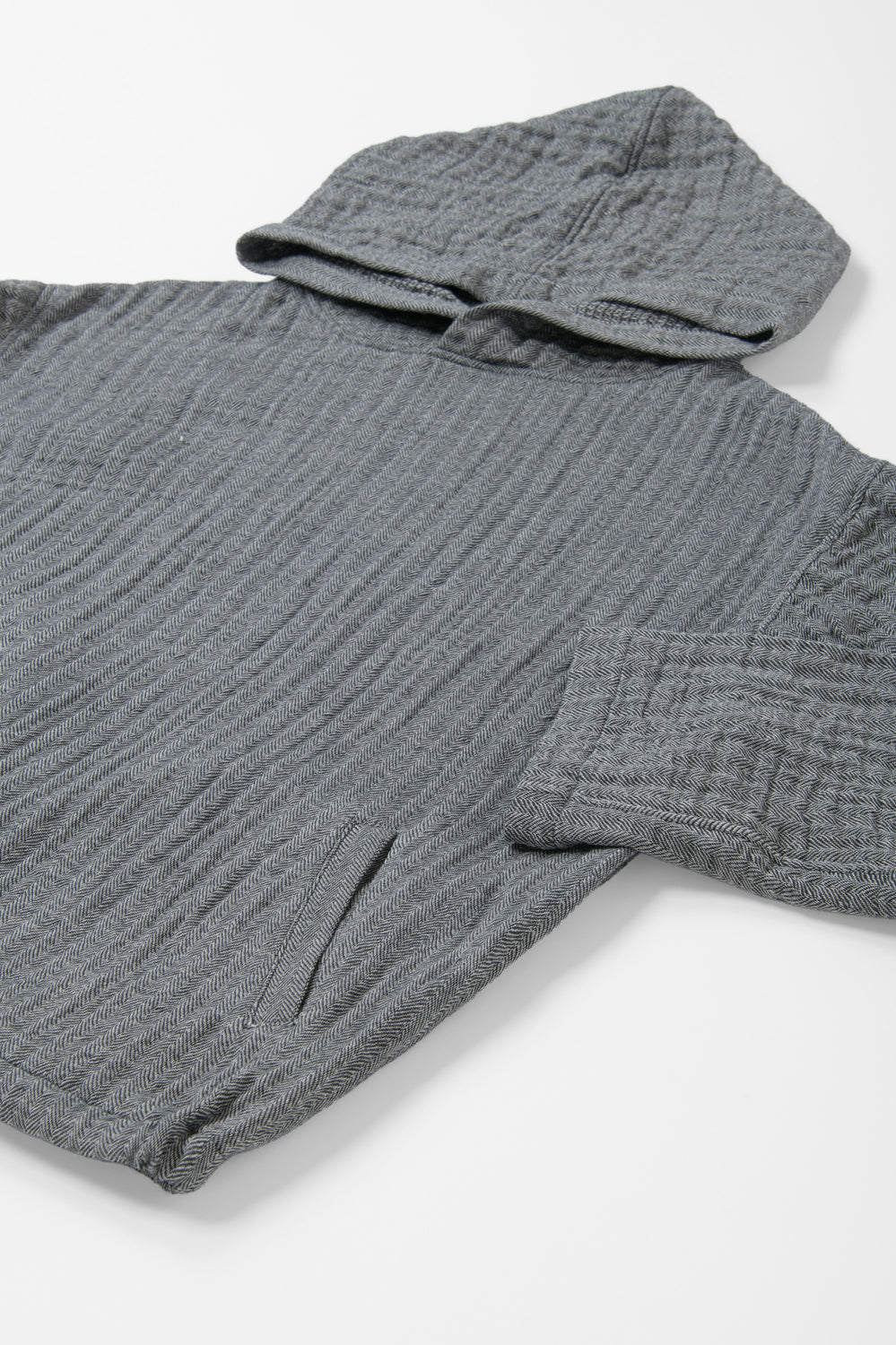 メンズパーカー<br>ワッフルヘリンボン　黒