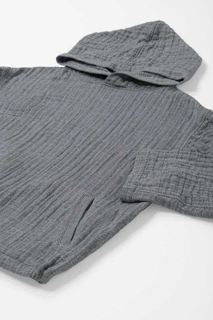 メンズパーカー<br>ワッフルヘリンボン　黒