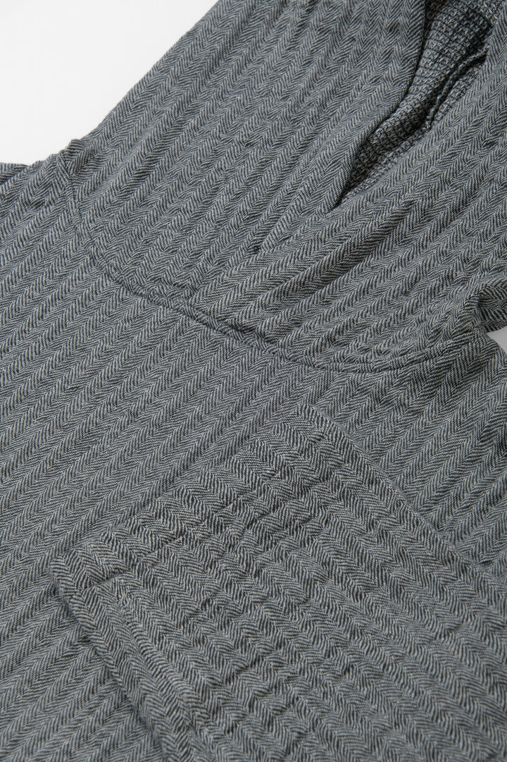 メンズパーカー<br>ワッフルヘリンボン　黒