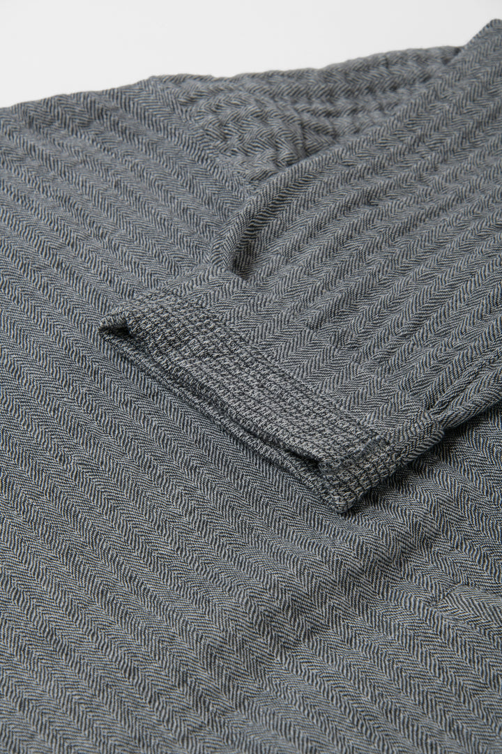 メンズパーカー<br>ワッフルヘリンボン　黒