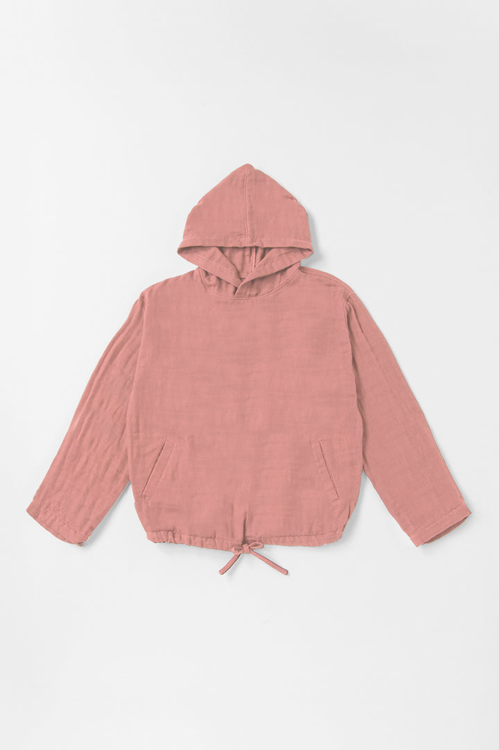 あたたかいメンズパーカー<br>綿ワッシャー　ピンク