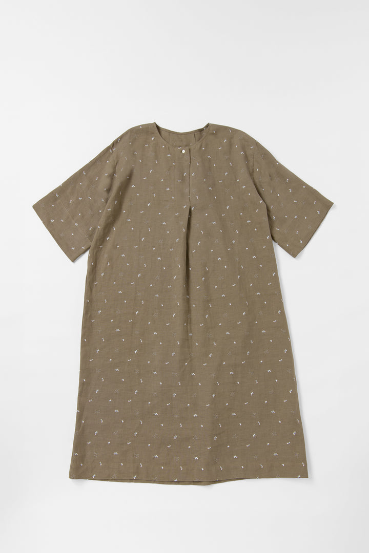 French sleeve shirt cotton linen dark blue 