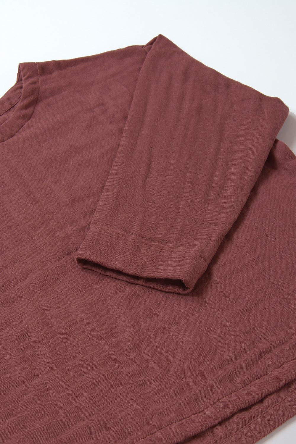 あたたかいプルオーバー<br>ドロップショルダー<br>綿ワッシャー　ブラウン