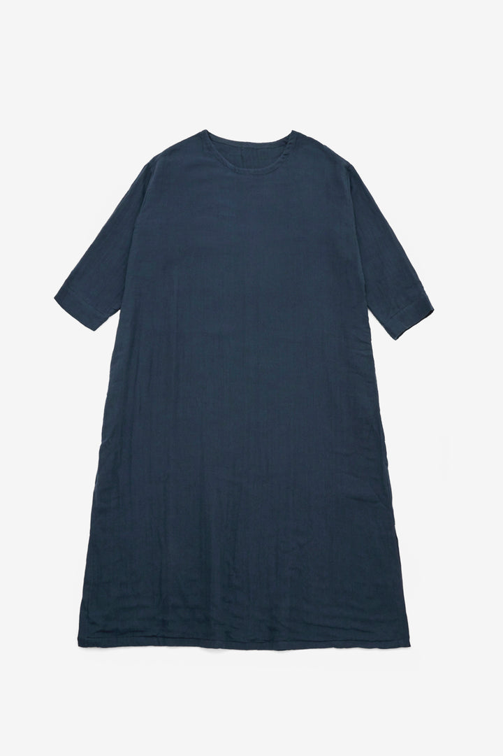 あたたかいワンピース<br>ドロップショルダー<br>ネイビー