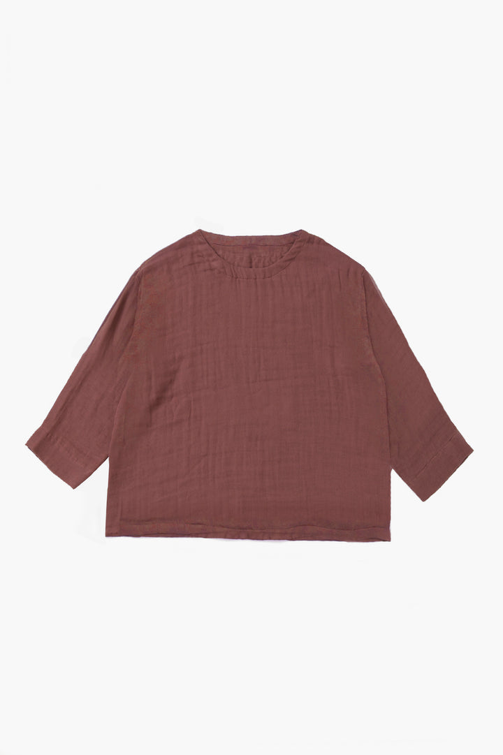 あたたかいプルオーバー<br>ドロップショルダー<br>綿ワッシャー　ブラウン