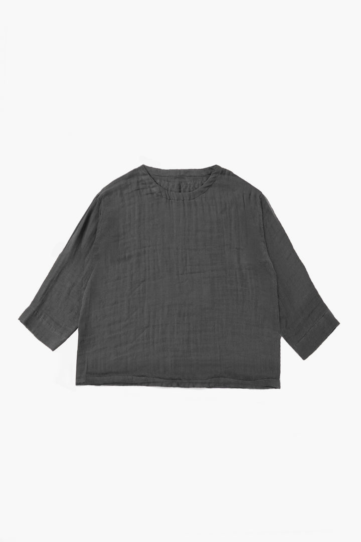 あたたかいプルオーバー<br>ドロップショルダー<br>綿ワッシャー　グレー