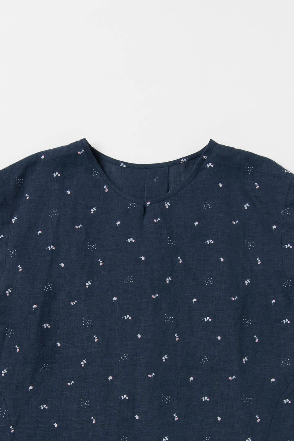 French sleeve shirt cotton linen dark blue 