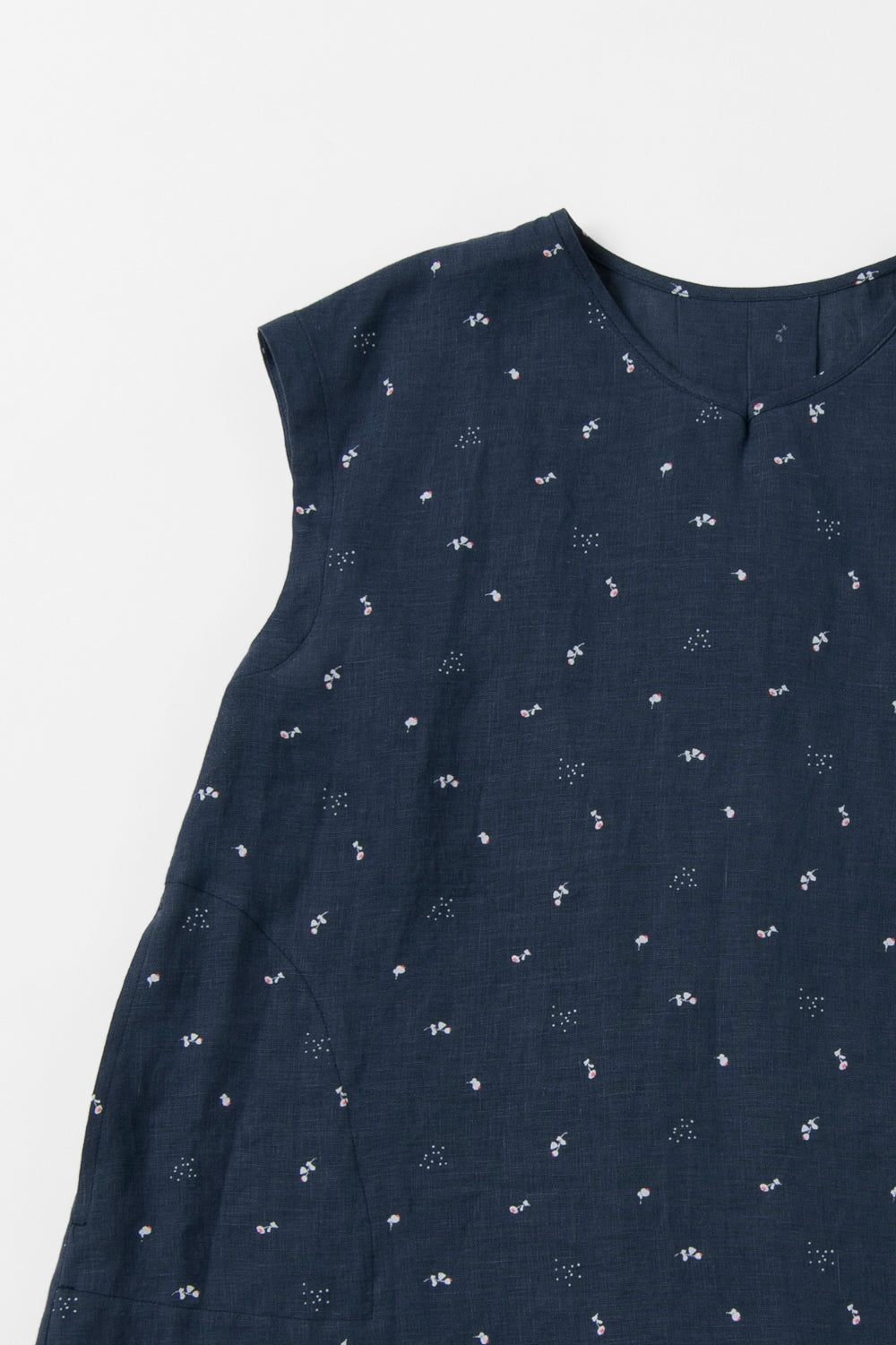 French sleeve shirt cotton linen dark blue 