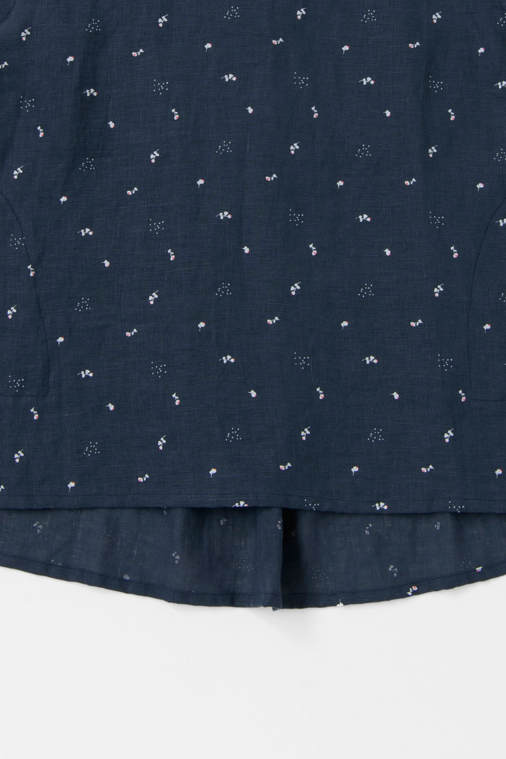 French sleeve shirt cotton linen dark blue 