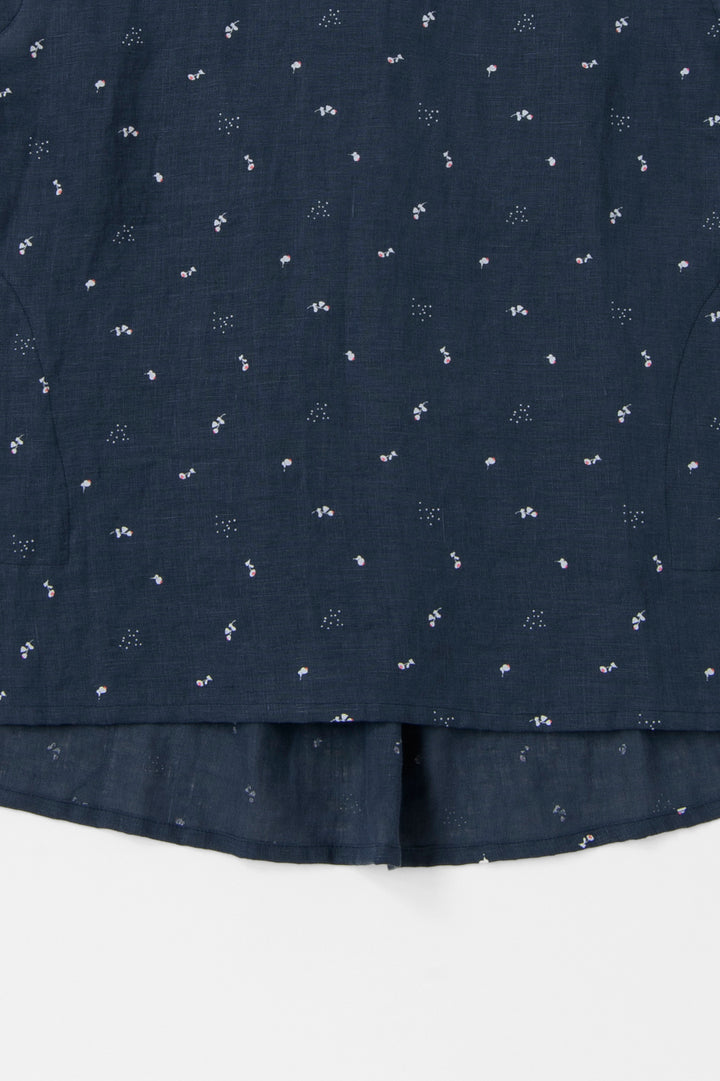 French sleeve shirt cotton linen dark blue 
