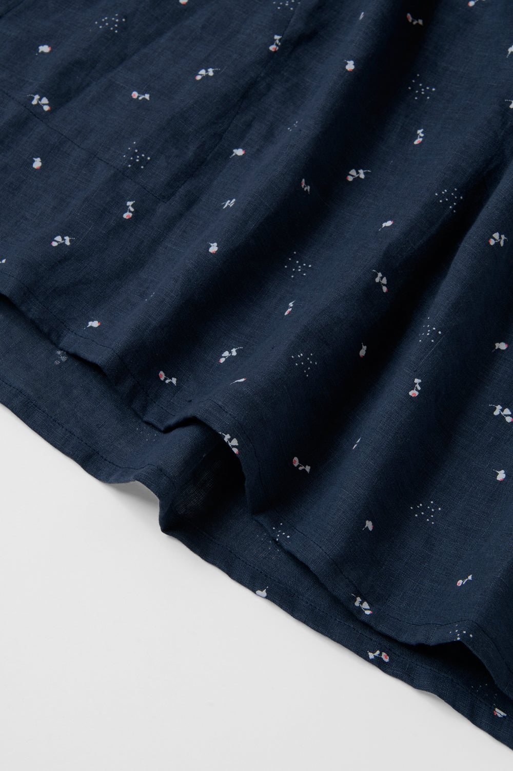 French sleeve shirt cotton linen dark blue 