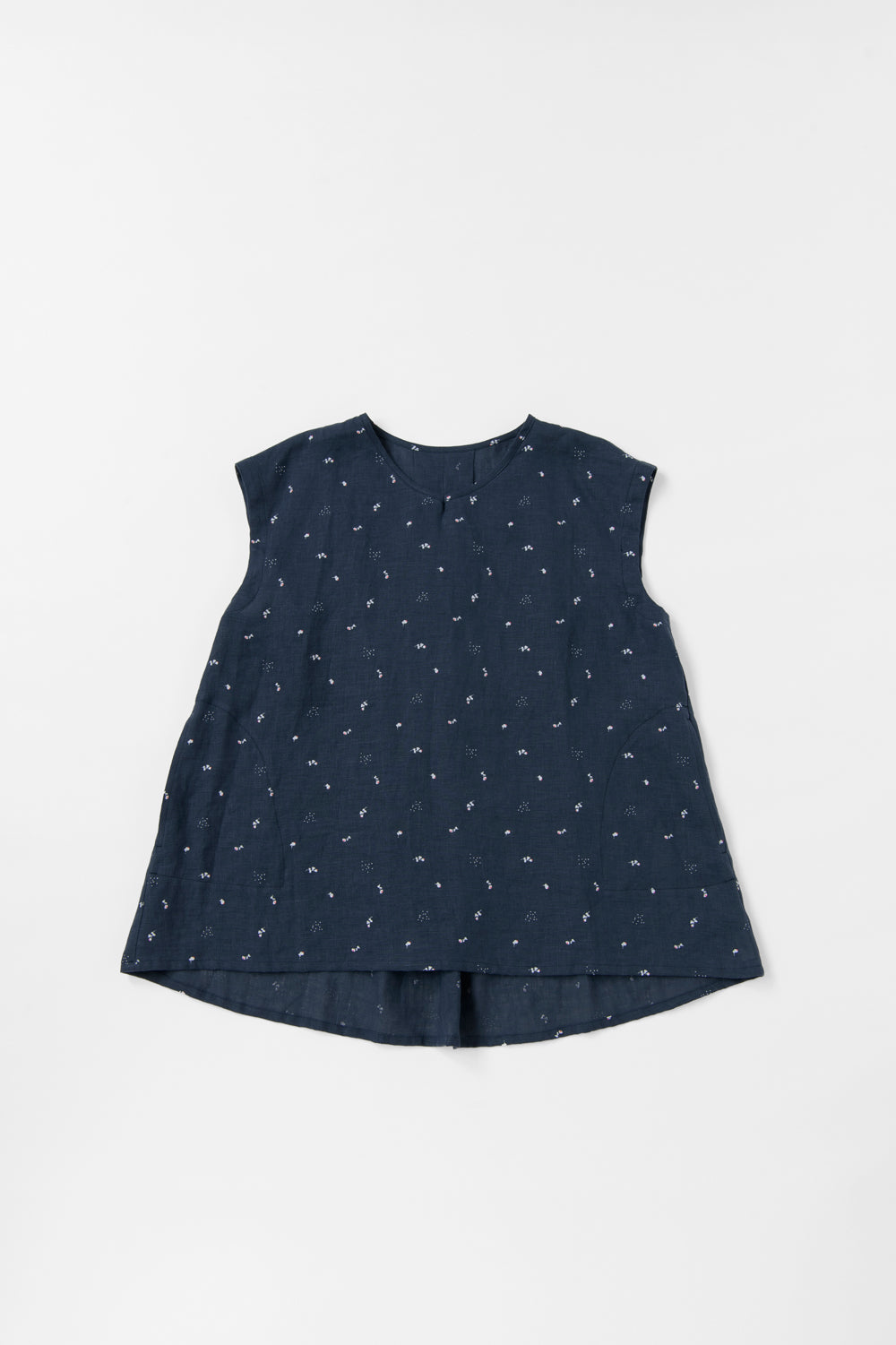 French sleeve shirt cotton linen dark blue 