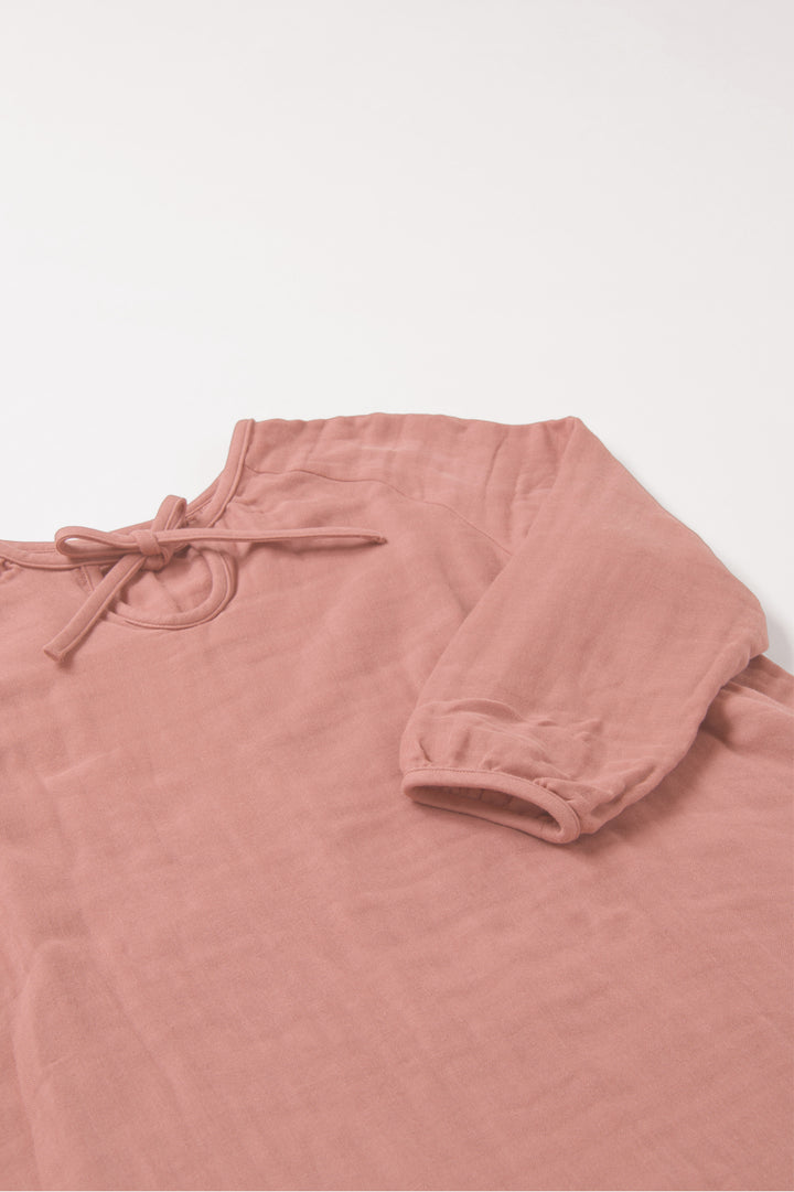 あたたかいラグランワンピース<br>綿ワッシャー　ピンク