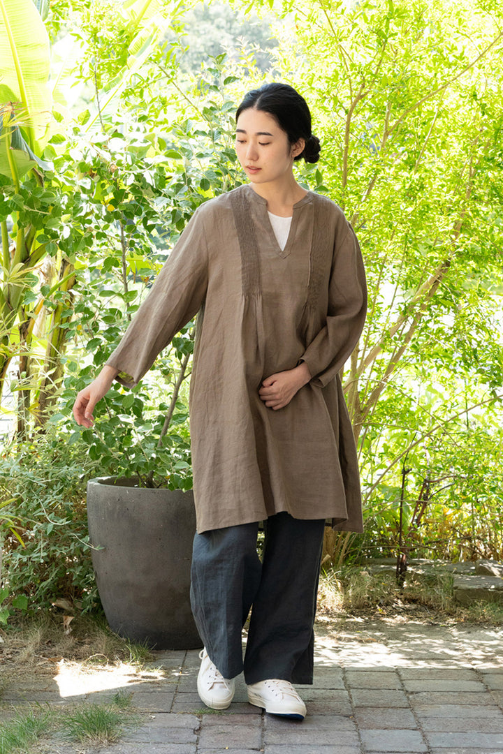 Tunic pintuck hemp off 