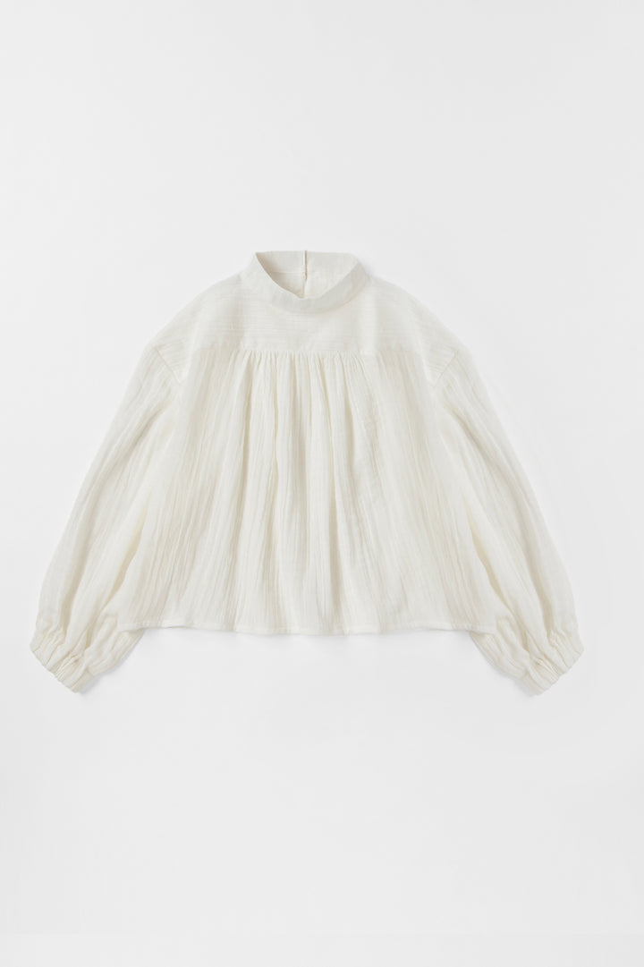 パフスリーブブラウス<br>平綾織　オフ