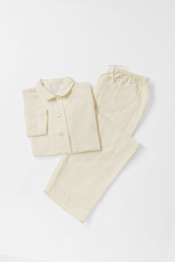 Warm gauze pajamas ladies lemon stripe 