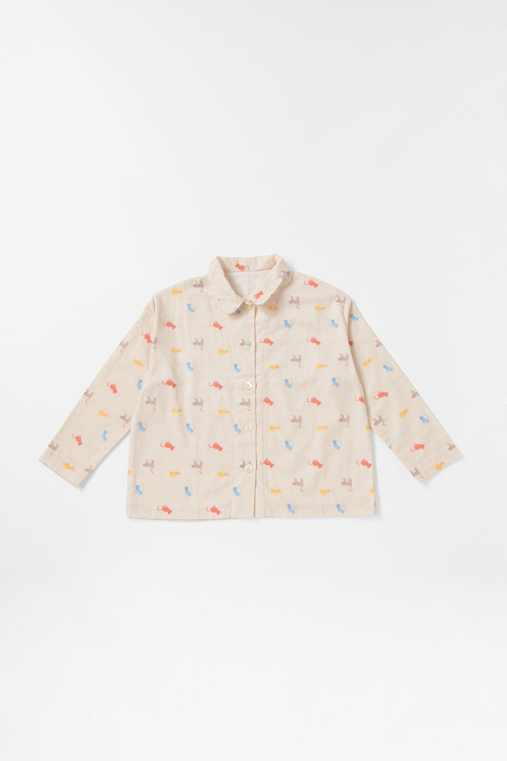 あたたかいガーゼパジャマ　レディス<br>ねこ