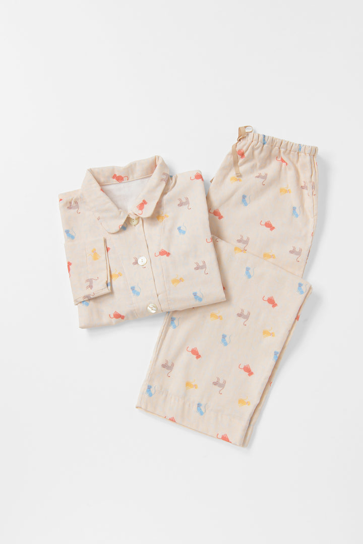 あたたかいガーゼパジャマ　レディス<br>ねこ