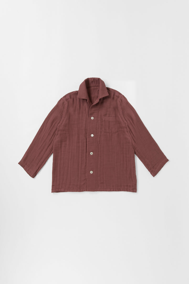 あたたかいガーゼパジャマ<br>メンズ<br>綿ワッシャー　ブラウン