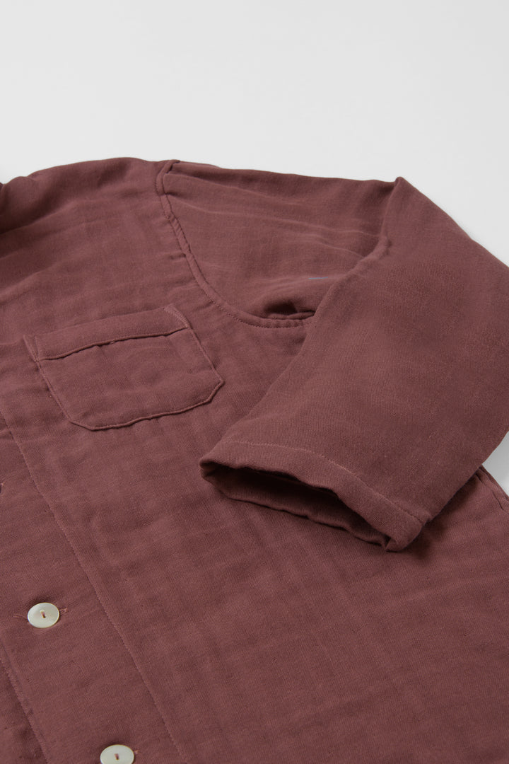 あたたかいガーゼパジャマ<br>メンズ<br>綿ワッシャー　ブラウン