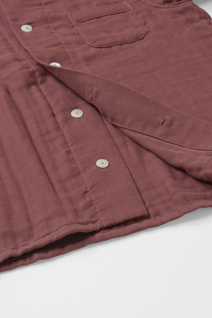 あたたかいガーゼパジャマ<br>メンズ<br>綿ワッシャー　ブラウン