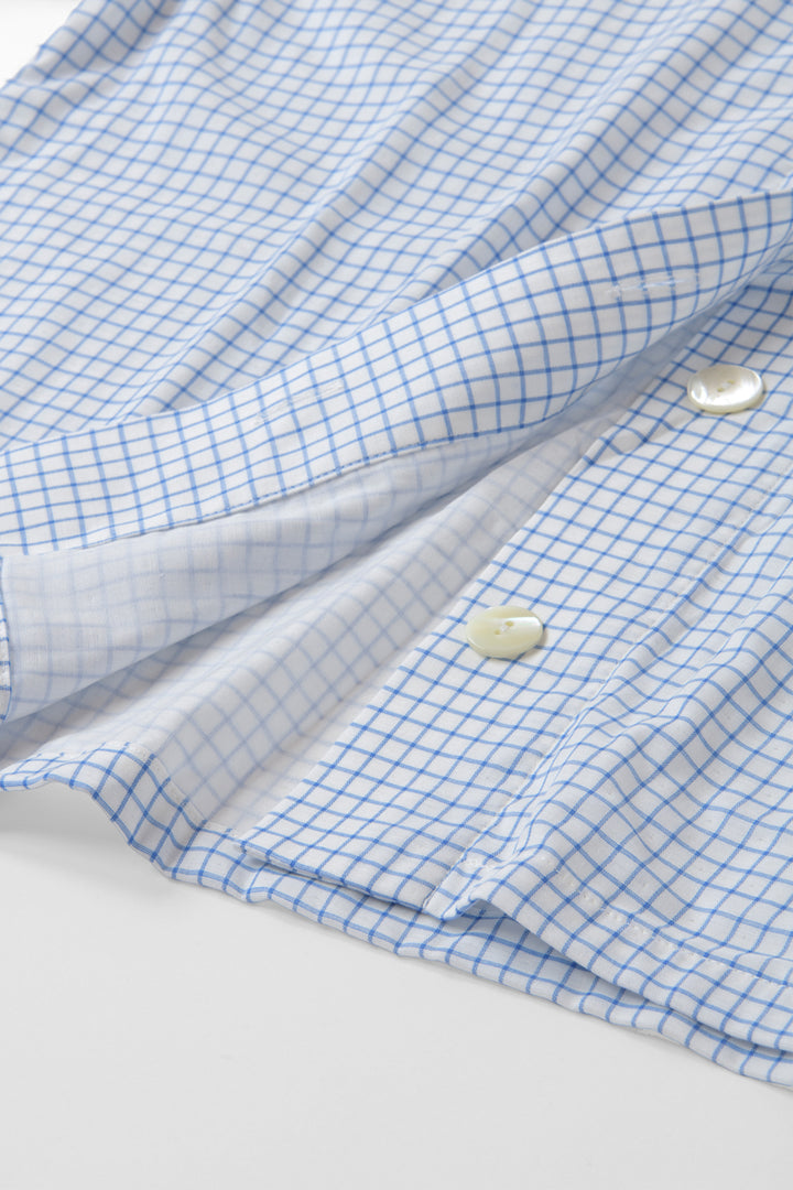 七分袖ガーゼパジャマ<br>レディス<br>チェックサックス