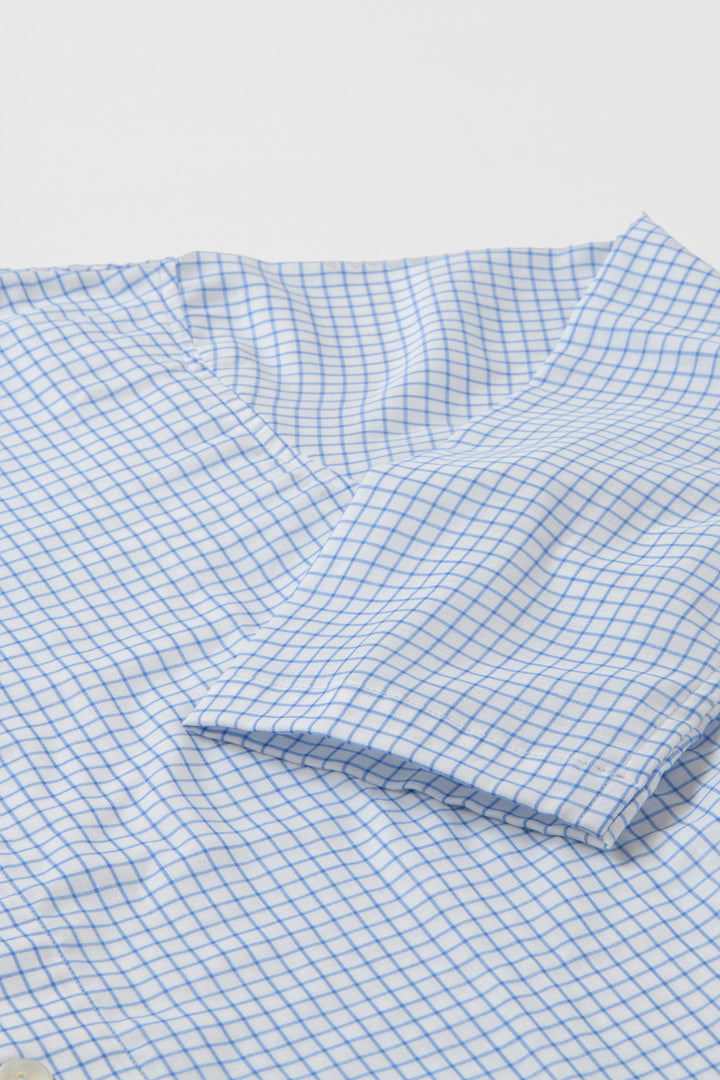 七分袖ガーゼパジャマ<br>レディス<br>チェックサックス