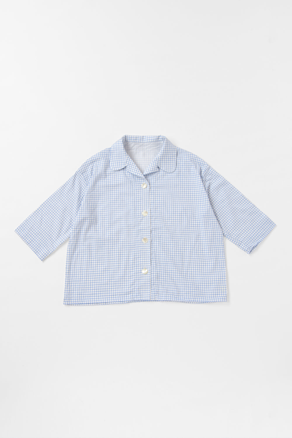 七分袖ガーゼパジャマ<br>レディス<br>チェックサックス