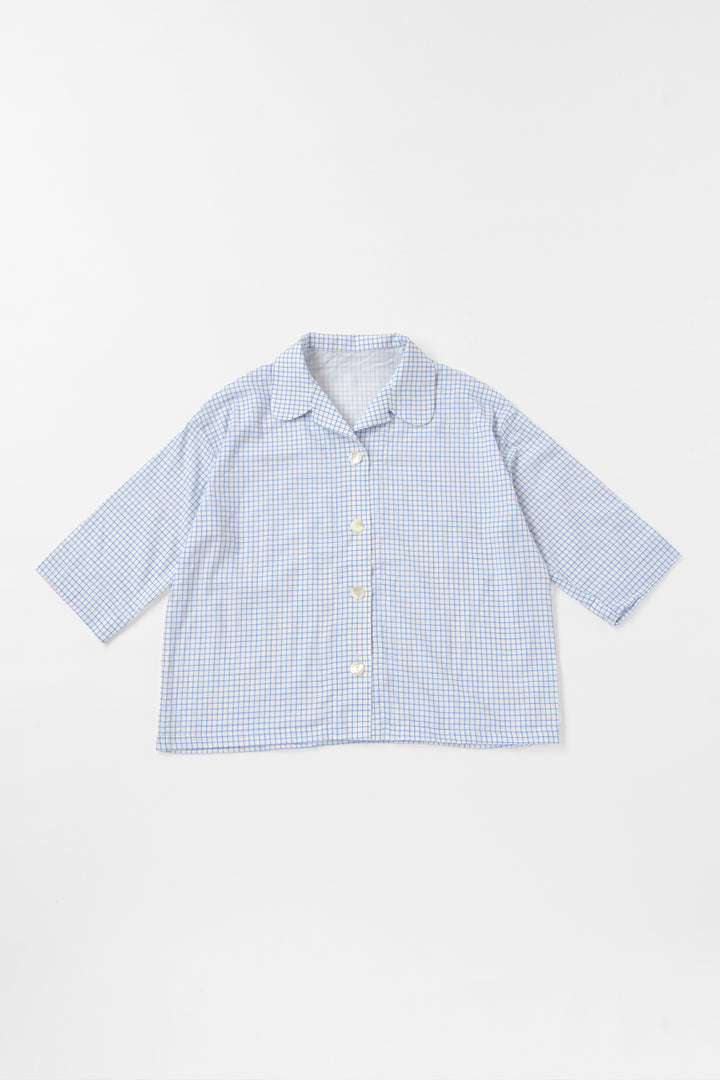 七分袖ガーゼパジャマ<br>レディス<br>チェックサックス