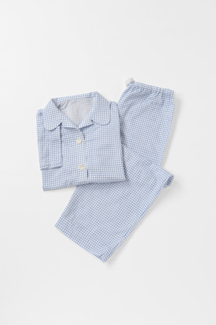 七分袖ガーゼパジャマ<br>レディス<br>チェックサックス