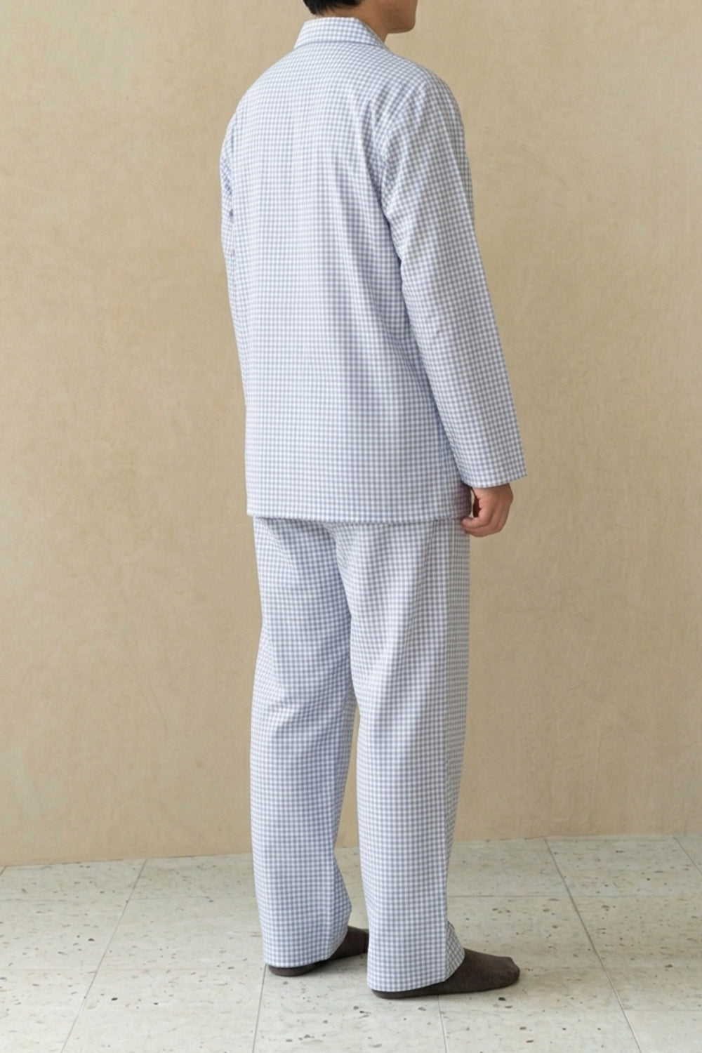 Gauze pajamas mens<br>check sax