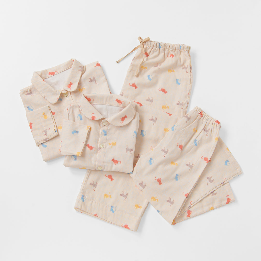 あたたかいガーゼパジャマ<BR>ねこ<br>80-100cm