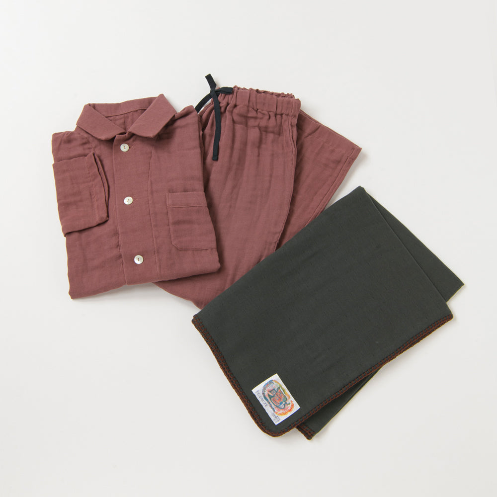 あたたかいガーゼパジャマ＆ブランケット<br>メンズ　送料無料