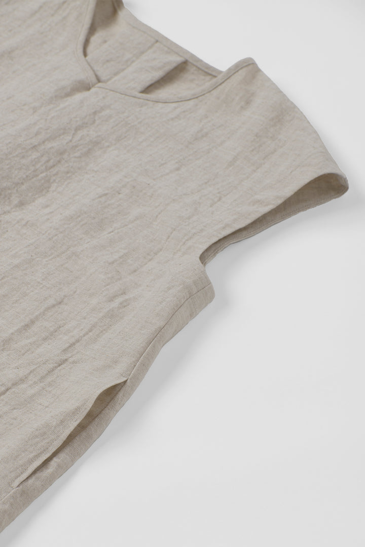 Aラインワンピース<br>コットンラミー<br>生成