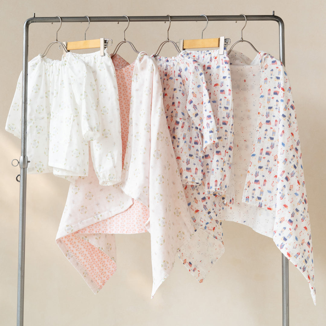 ガーゼスモックパジャマ<br>ぞう花<br>80-100cm