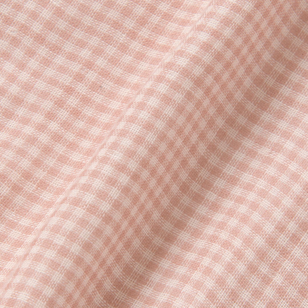 あたたかいガーゼ袖ゴムパジャマ<br>ピンクチェック<br>80-100㎝