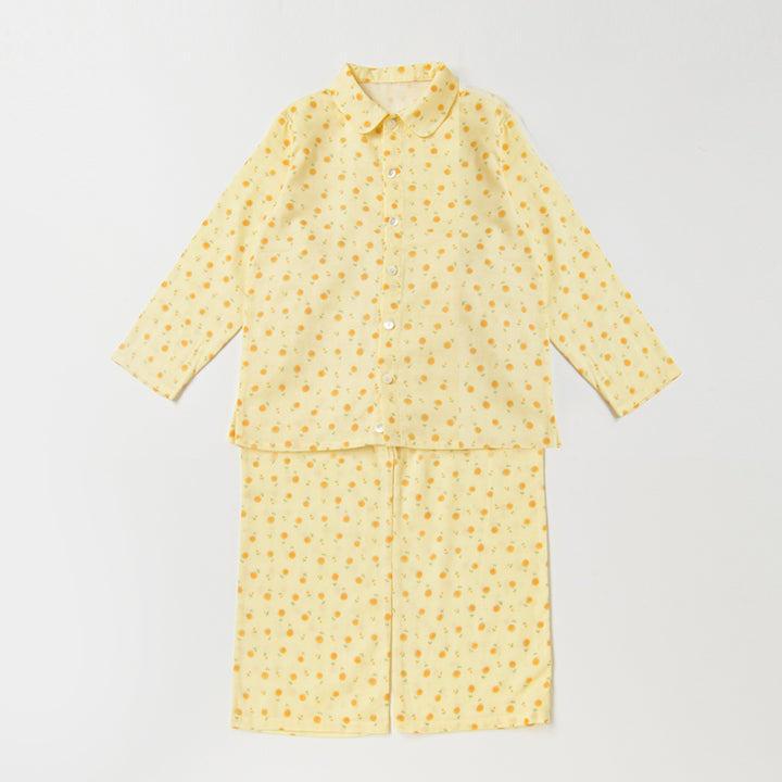 ガーゼパジャマ<br>黄色花　150cm