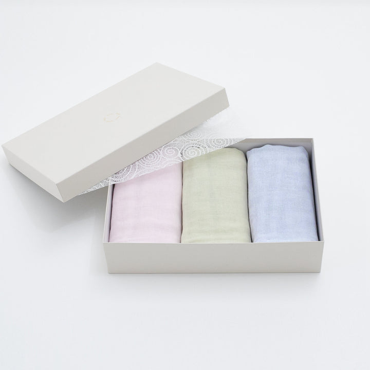 無撚糸ガーゼタオルギフト<br>バス3枚<br>おまとめ10％OFF+送料無料